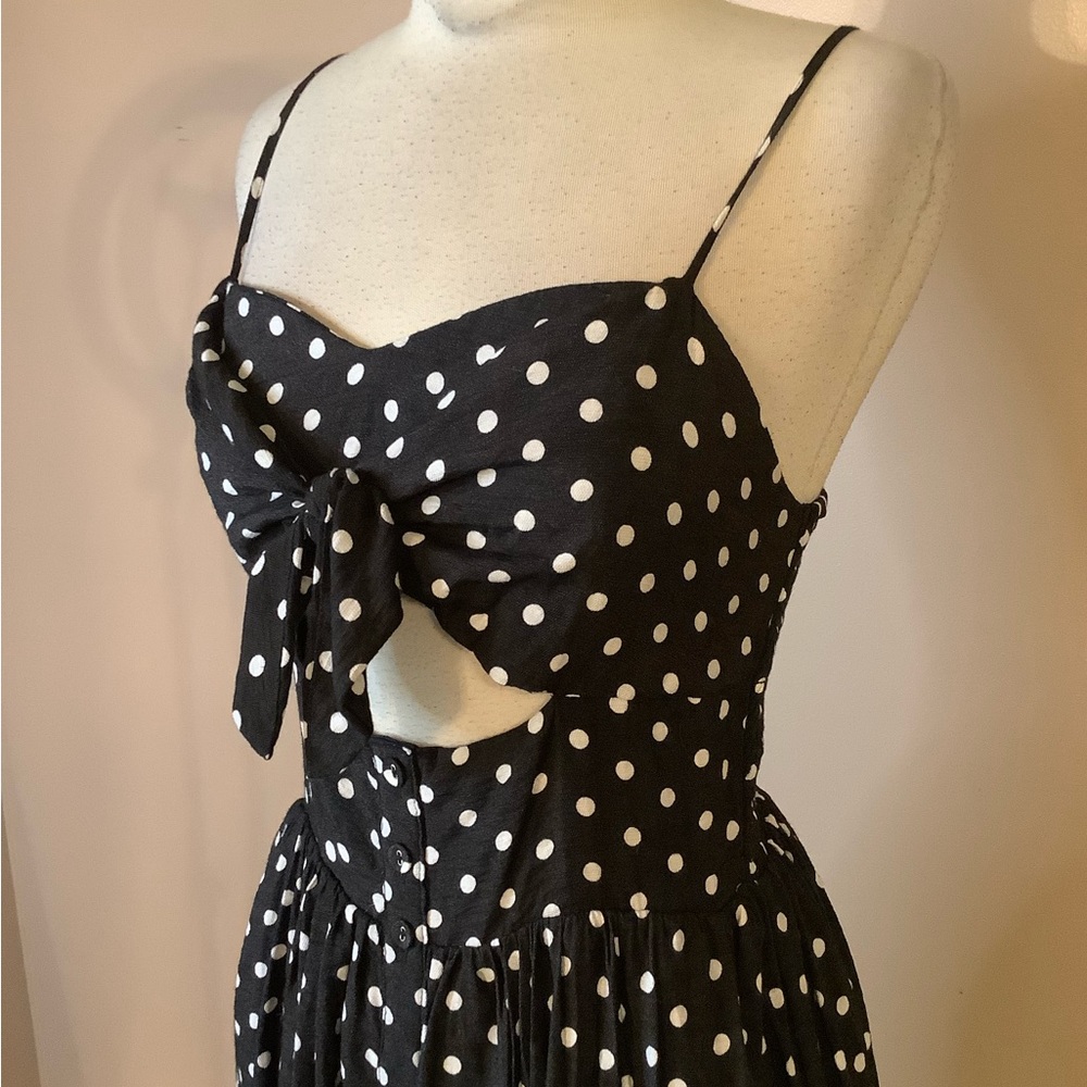 Xhilaration Black & White Pin up Girl Retro Polka Dot Midi Sun Dress Small. - Picture 5 of 13